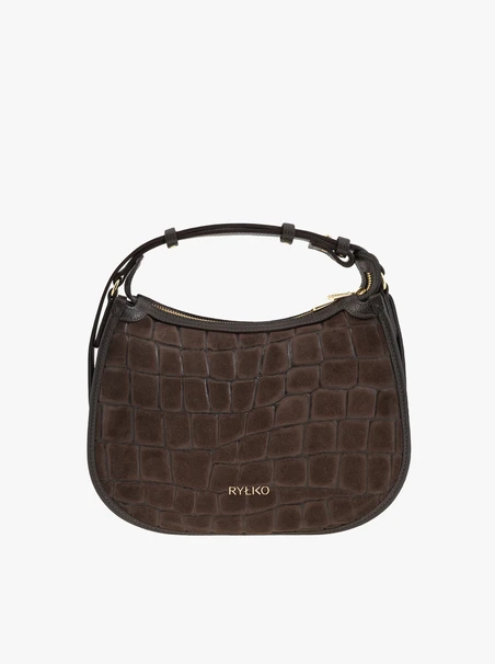 Braune Handtasche mit Krokodilleder-Optik