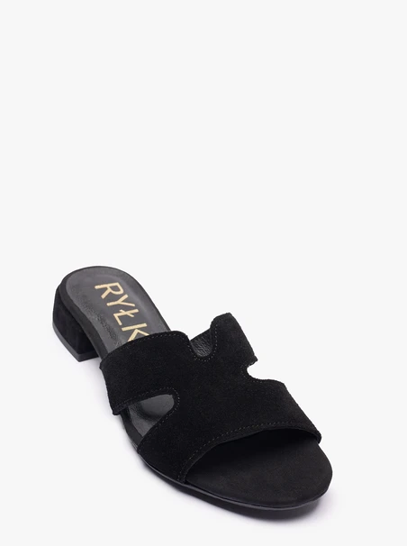 H-Flip-Flops aus schwarzem Veloursleder