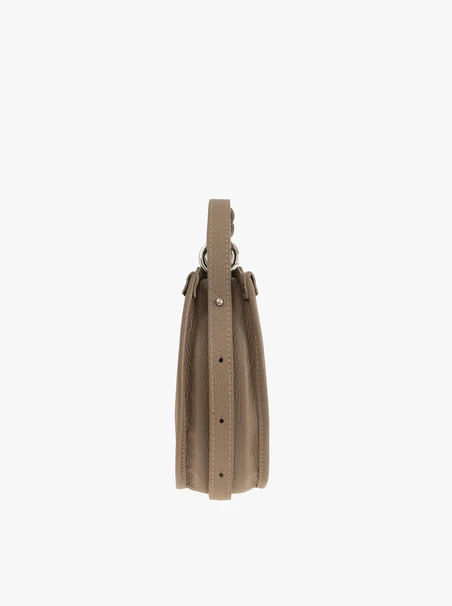 Beigefarbene Handtasche aus Leder und Velours