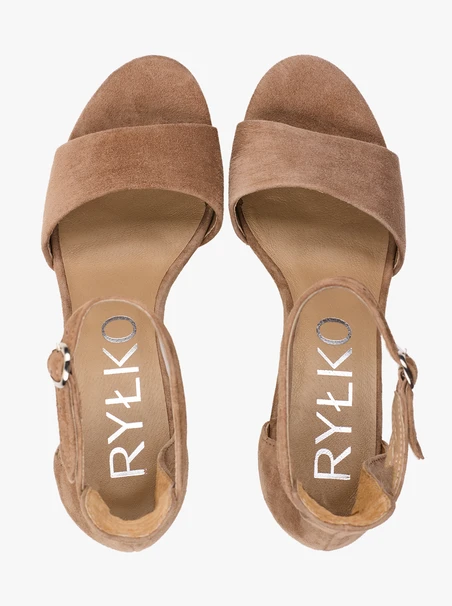 Hellbraune Veloursleder-Sandalen