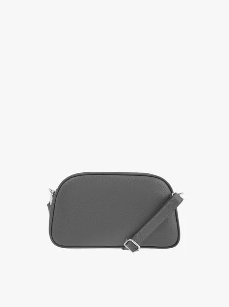 Graphitfarbene Handtasche aus Glattleder und Veloursleder