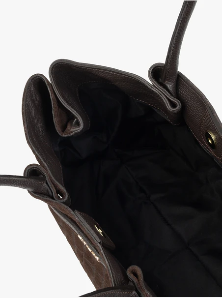 Braune Handtasche mit Krokodilledermuster