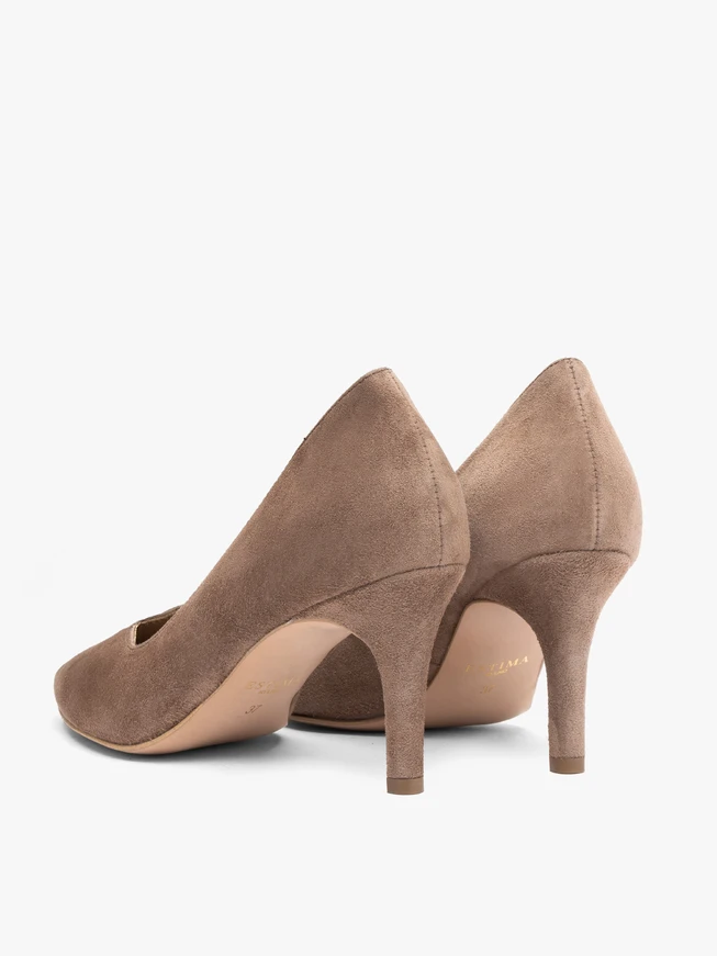 Beigefarbene Stiletto-Pumps aus Velours