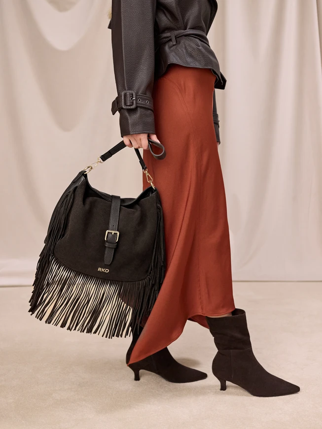 Braune Handtasche mit Fransen
