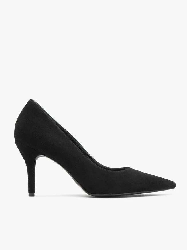 Schwarze Stiletto-Pumps aus Veloursleder