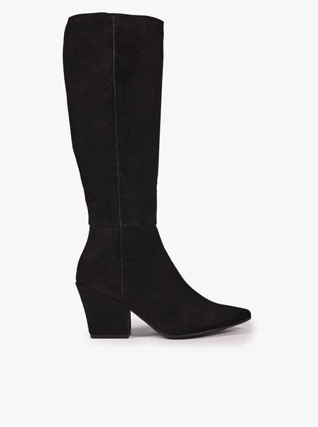 Schwarze Velourslederstiefel