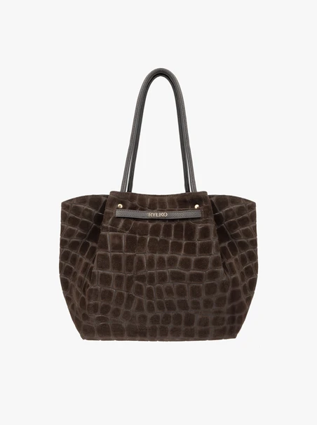 Braune Handtasche mit Krokodilledermuster