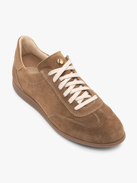 Hellbraune Sporthalbschuhe aus Leder