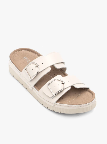 Cremefarbene Flip-Flops mit zwei Riemen