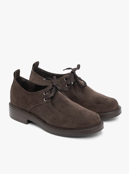 Dunkelbraune Velourshalbschuhe