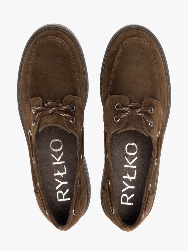 Braune Velourshalbschuhe mit Schnürung