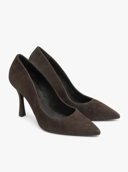 Dunkelbraune Pumps aus Veloursleder