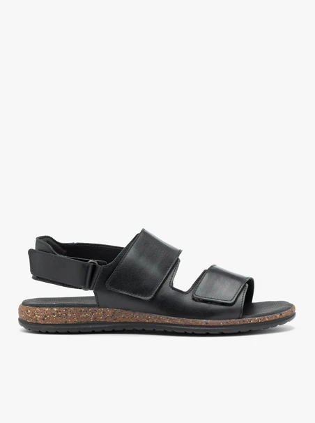 Schwarze Ledersandalen mit Klettverschluss