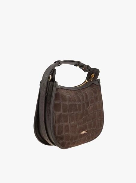 Braune Handtasche mit Krokodilleder-Optik