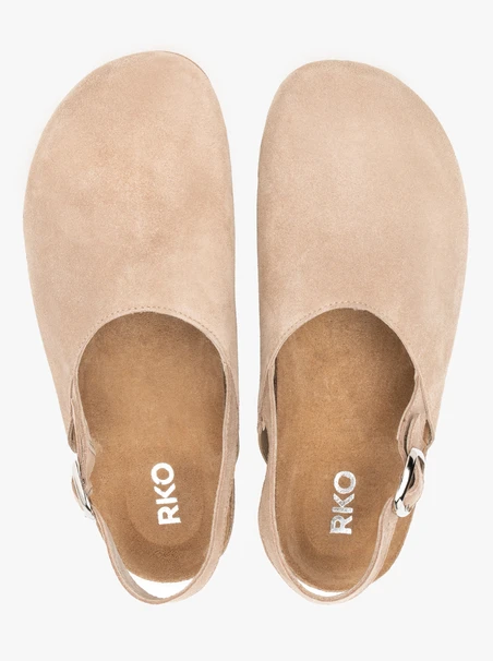 Beige Pantoletten mit Velourslederriemen