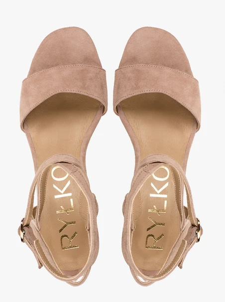 Beige Veloursleder-Sandalen