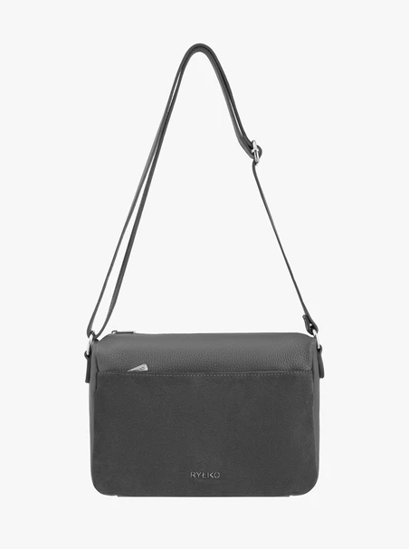 Grafitfarbene Lederhandtasche