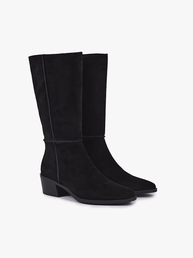 Schwarze hohe Stiefeletten mit Absatz