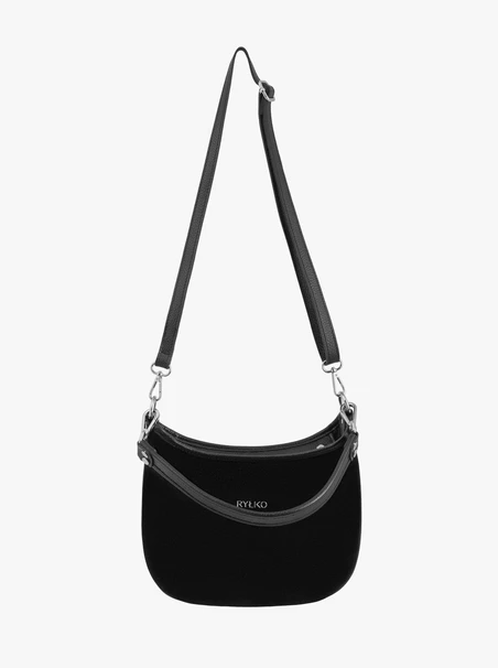 Handtasche aus schwarzem Leder und Velours
