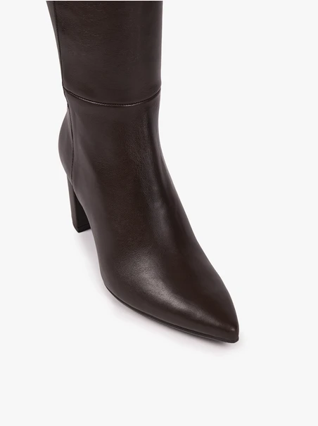 Dunkelbraune Stiletto-Stiefel