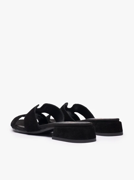 H-Flip-Flops aus schwarzem Veloursleder