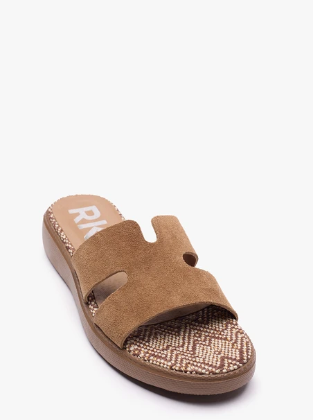 Dunkelbeige H-Flip-Flops mit dickerem Boden