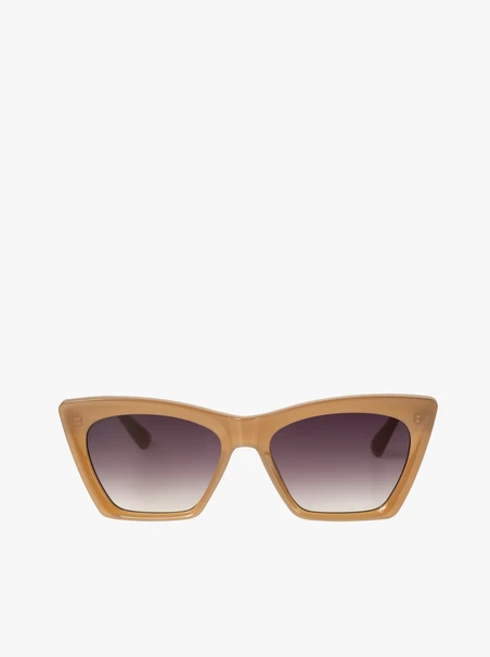 Sonnenbrille mit hellem Gestell und dunklen Gläsern