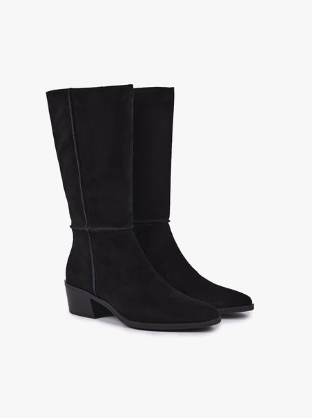 Schwarze hohe Stiefeletten mit Absatz