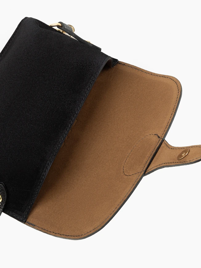 Schwarze Gürteltasche aus Leder