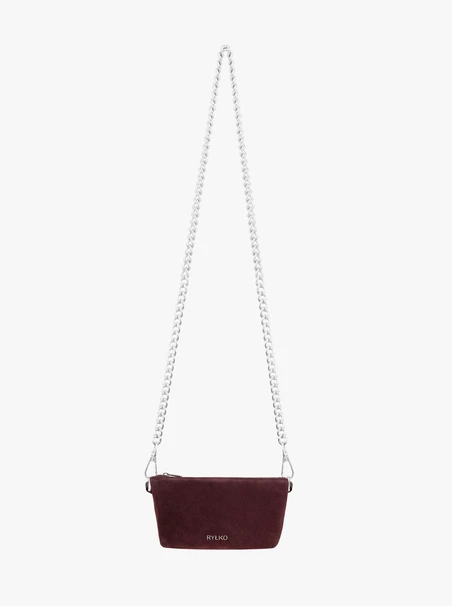 Burgunderrote Handtasche mit Kette