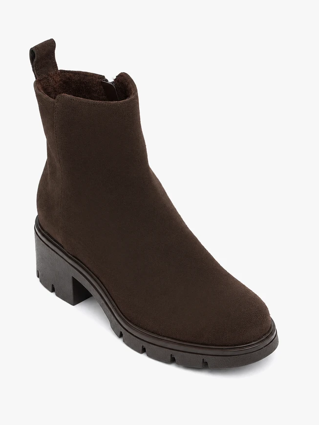 Dunkelbraune Velourslederstiefel