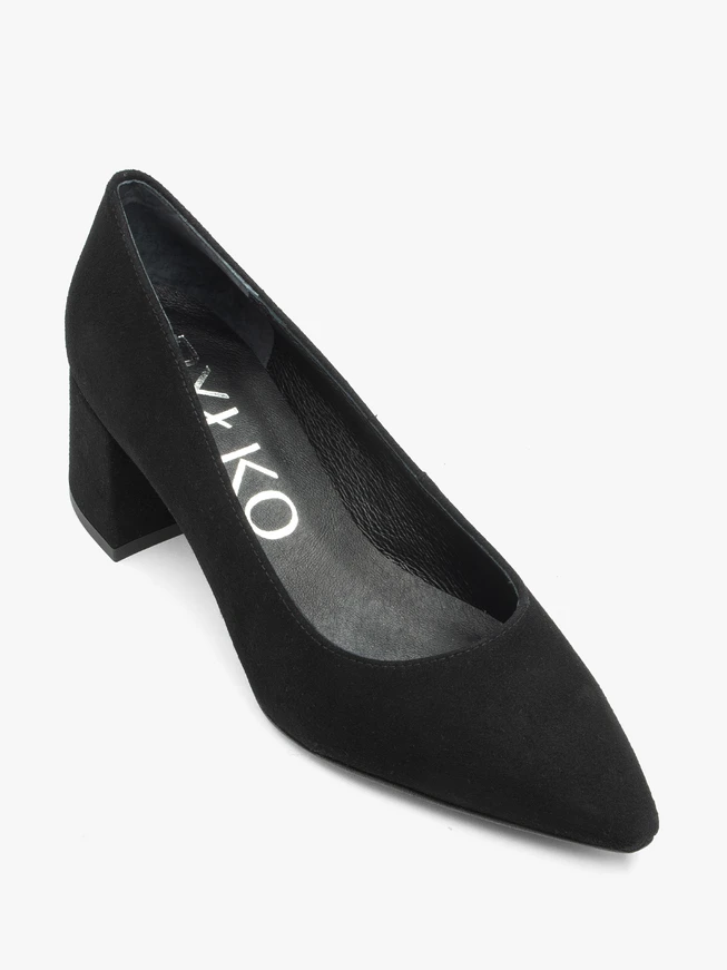 Schwarze Veloursleder-Keilpumps