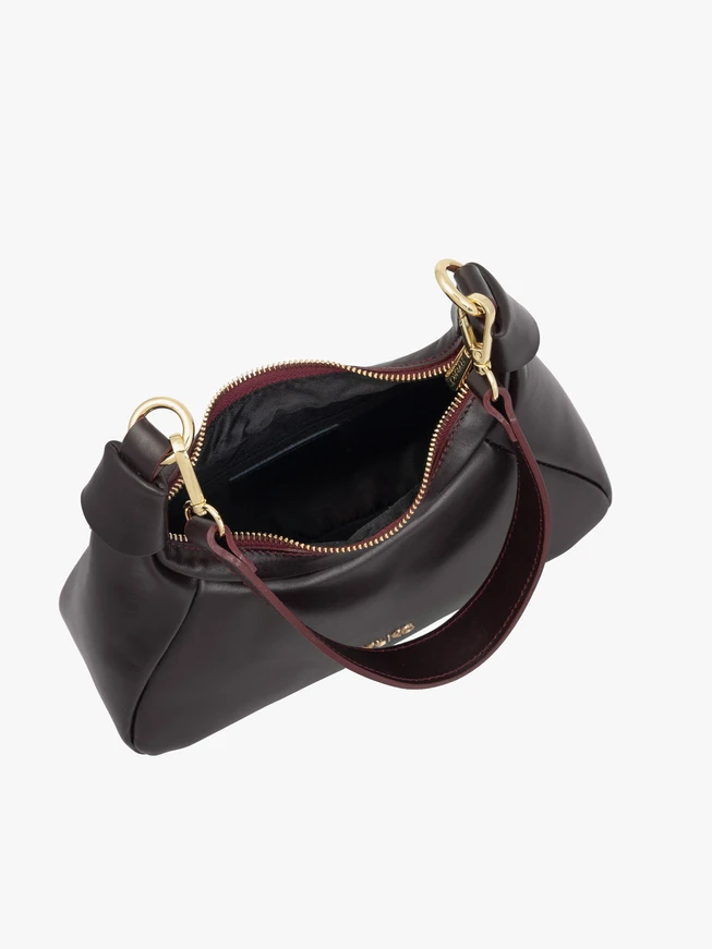 Kastanienbraune Handtasche aus Vollnarbenleder