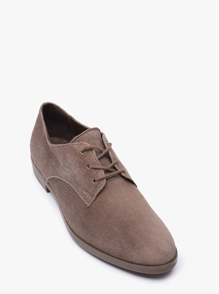 Graubraune Velourslederhalbschuhe