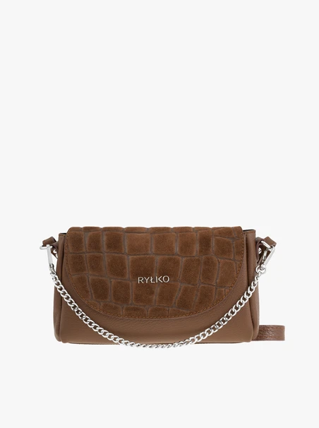 Hellbraune Handtasche mit Krokodilleder-Optik