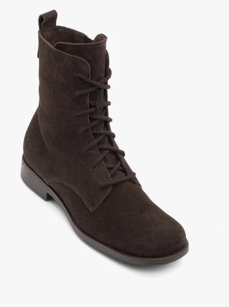 Dunkelbraune Velourslederstiefel