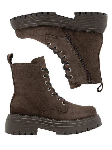 Dunkelbraune Velourslederstiefel