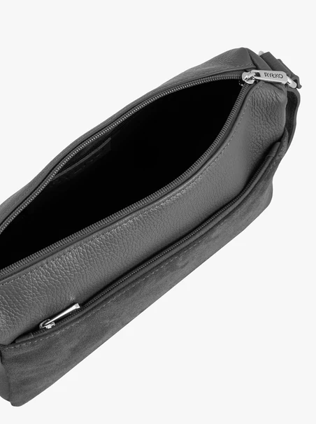 Grafitfarbene Lederhandtasche