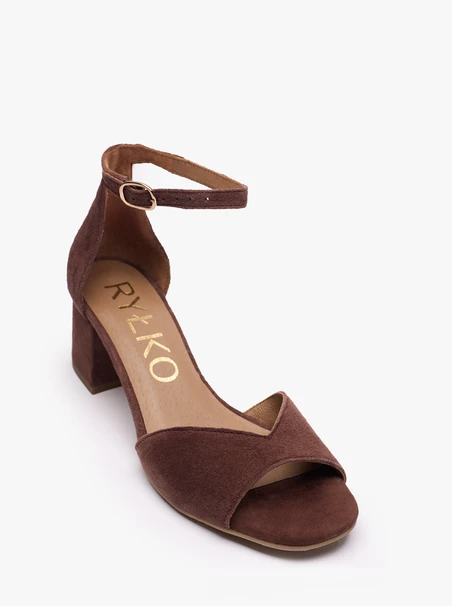 Dunkelbraune Stiletto-Sandalen