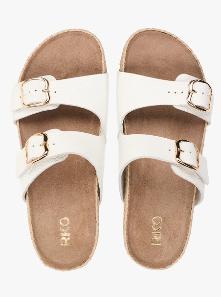 Cremefarbene Flip-Flops mit zwei Riemen