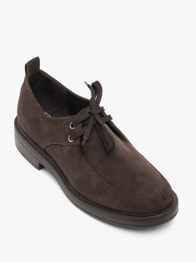 Dunkelbraune Velourshalbschuhe