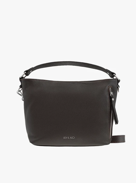 Handtasche aus dunkelbraunem Vollnarbenleder