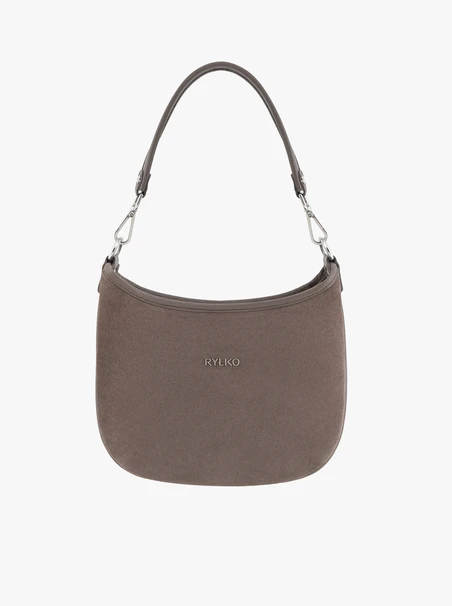Handtasche aus braunem Leder und Velours