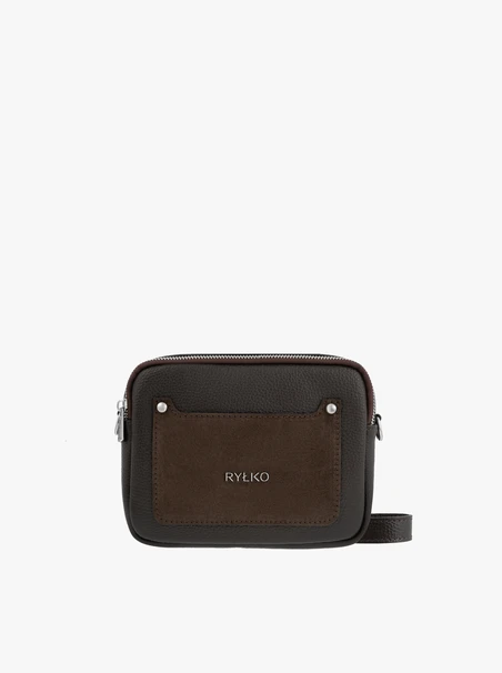 Handtasche aus braunem Leder und Velours