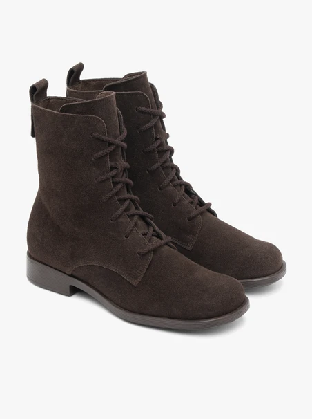 Dunkelbraune Velourslederstiefel