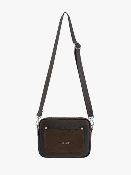 Handtasche aus braunem Leder und Velours