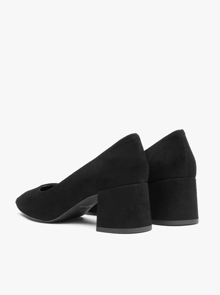Schwarze Veloursleder-Keilpumps