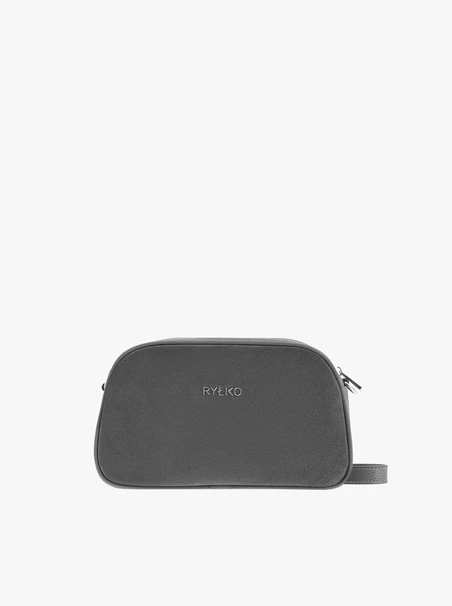 Graphitfarbene Handtasche aus Glattleder und Veloursleder