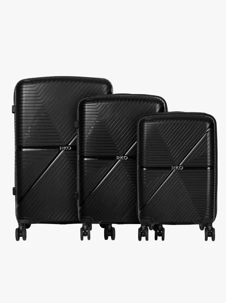 Set aus 3 schwarzen Hartschalenkoffern S, M und L