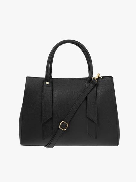 Schwarze große Handtasche mit Krokodilledermuster
